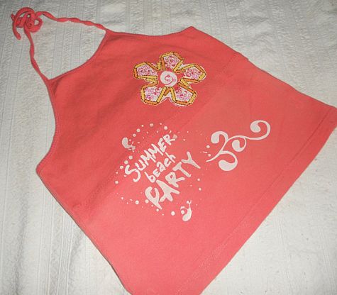 Mädchen Stretch Neckholder Top Shirt Gr. 12 152 Lachs/ Apricot Blume * Pailletten