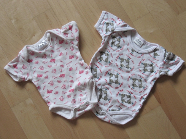 2 er Set Kurzarm Bodys Gr. 50/56 Baumwolle Mädchen Junge