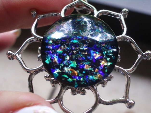 Großer selbstgemachter Nagellack-Chunk    FEUER IN DER NACHT   Schwarz + bunte Flakies