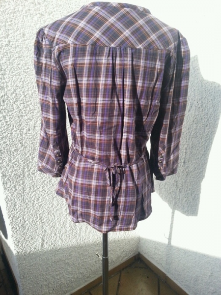 s.Oliver Bluse 3/4 Ärmel mit Rüschen lila/orange/weiß kariert Hippie-Style