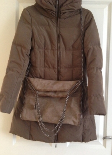 Zara Damen Mantel Jacke Daunen beige Gr. XS/ 34