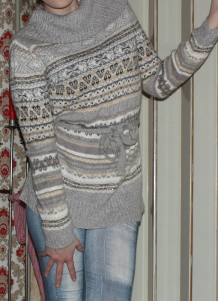 Rollkragen Pullover, c&a, im angesagten Norweger, Aztek Muster, Gr. S