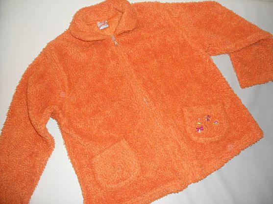 Mädchen Jacke Fleece Fell Kuschel Jacke Mantel Gr. 152 XXS Orange.