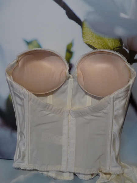 Corsage Korsett Brautmode mit String und Strapshalter Farbe: Ivory/Creme Gr. 75A / Gr. M