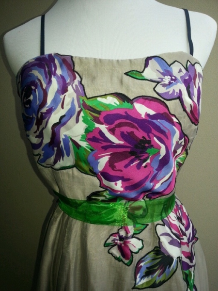 Blumiges Coast Cocktailkleid Uk12/Gr.38 Seide