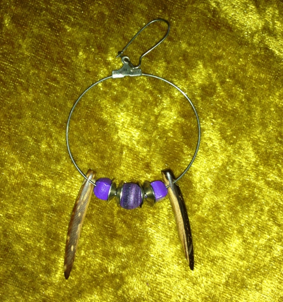 Ohrring Kreole - 80er Unikat! Lila Chic BoHo-Hippie Style!