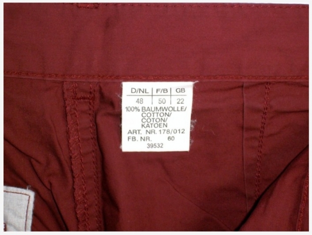 3/4 7/8 Hose rot weinrot Gr. 48 ungetragen, top!