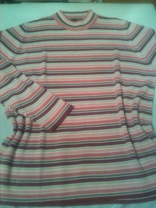 Damen Strick Pullover Pulli Gr.54 rot rosa braun Töne gestreift