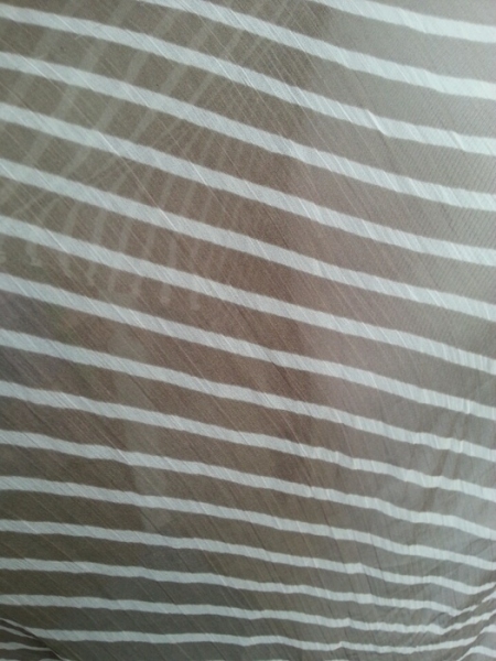 Schal Tuch Taupe gestreift mit Pompoms