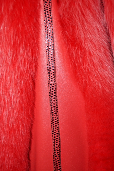 Echt Fuchsfell , Echt Leder Mantel (eingefärbt)