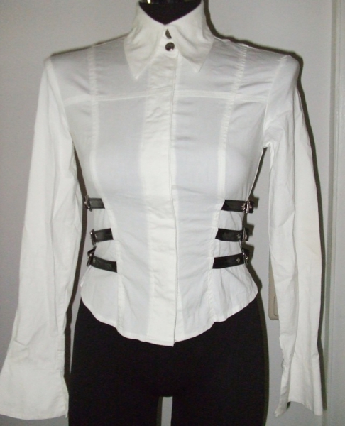 Lip Service Fetish Classics Secretary Bluse weiß / schwarz Lack