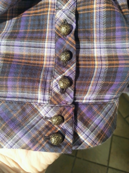 s.Oliver Bluse 3/4 Ärmel mit Rüschen lila/orange/weiß kariert Hippie-Style