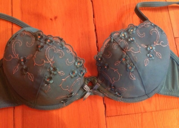 H&M Push up BH türkis Glitzer Blumen 75 B
