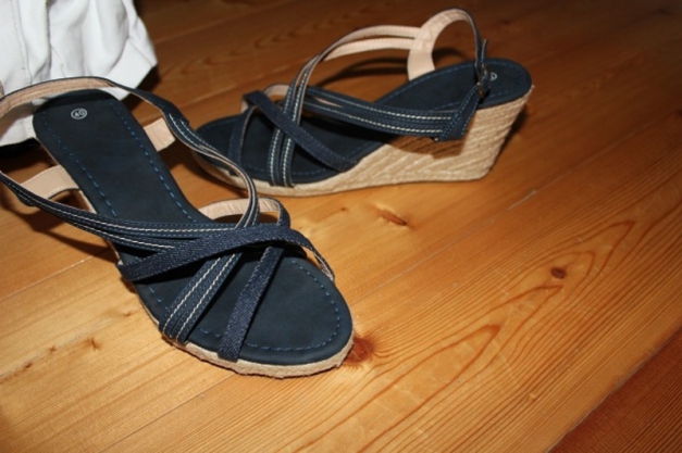 Blaue Sommer  Keilsandaletten Keilabsatz maritim