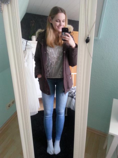 brauner Woolrich Daunenparka mit Fuchspelz S