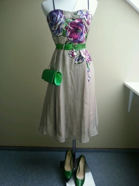 Blumiges Coast Cocktailkleid Uk12/Gr.38 Seide