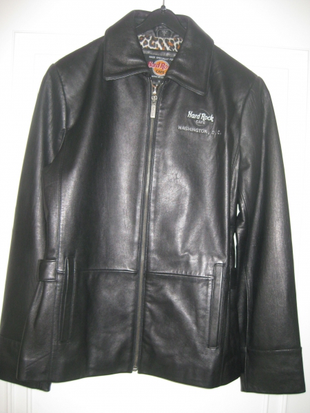 NEU echte Lederjacke schwarz Hard Rock Cafe Washington D.C. S