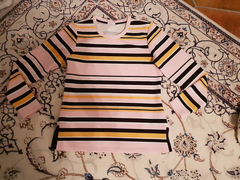 Top Langarm Jersey Bügelfrei Streifen Gr. XL (40/42) Noisy May