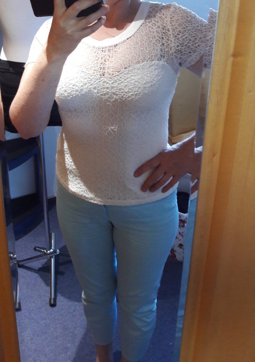 Bluse Top Shirt T-Shirt Hemd Vila Vero Moda Gr. M 38 spitze Tunika Spitzentop