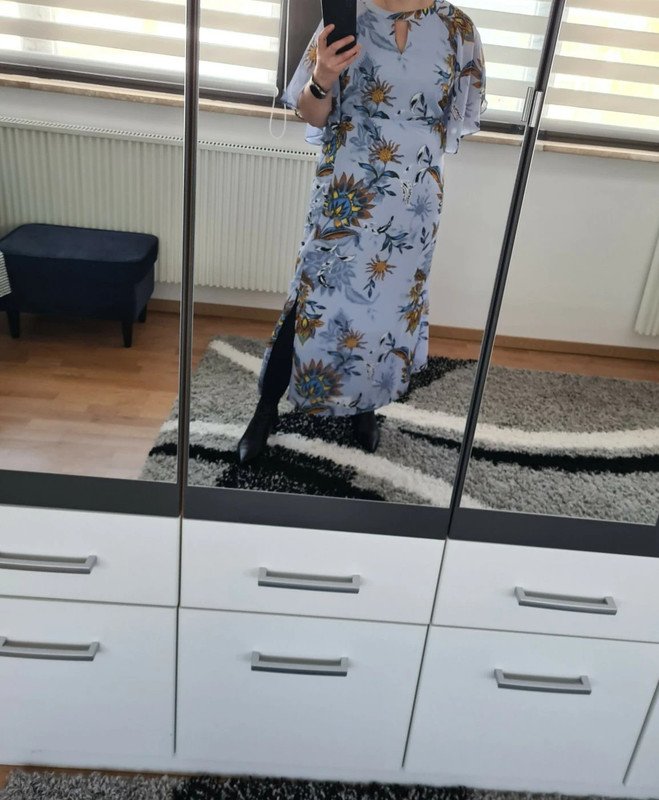 Sommerkleid Maxikleid Gr. 46 €60 Junarose Neu Kleid Hellblau Blumenprint