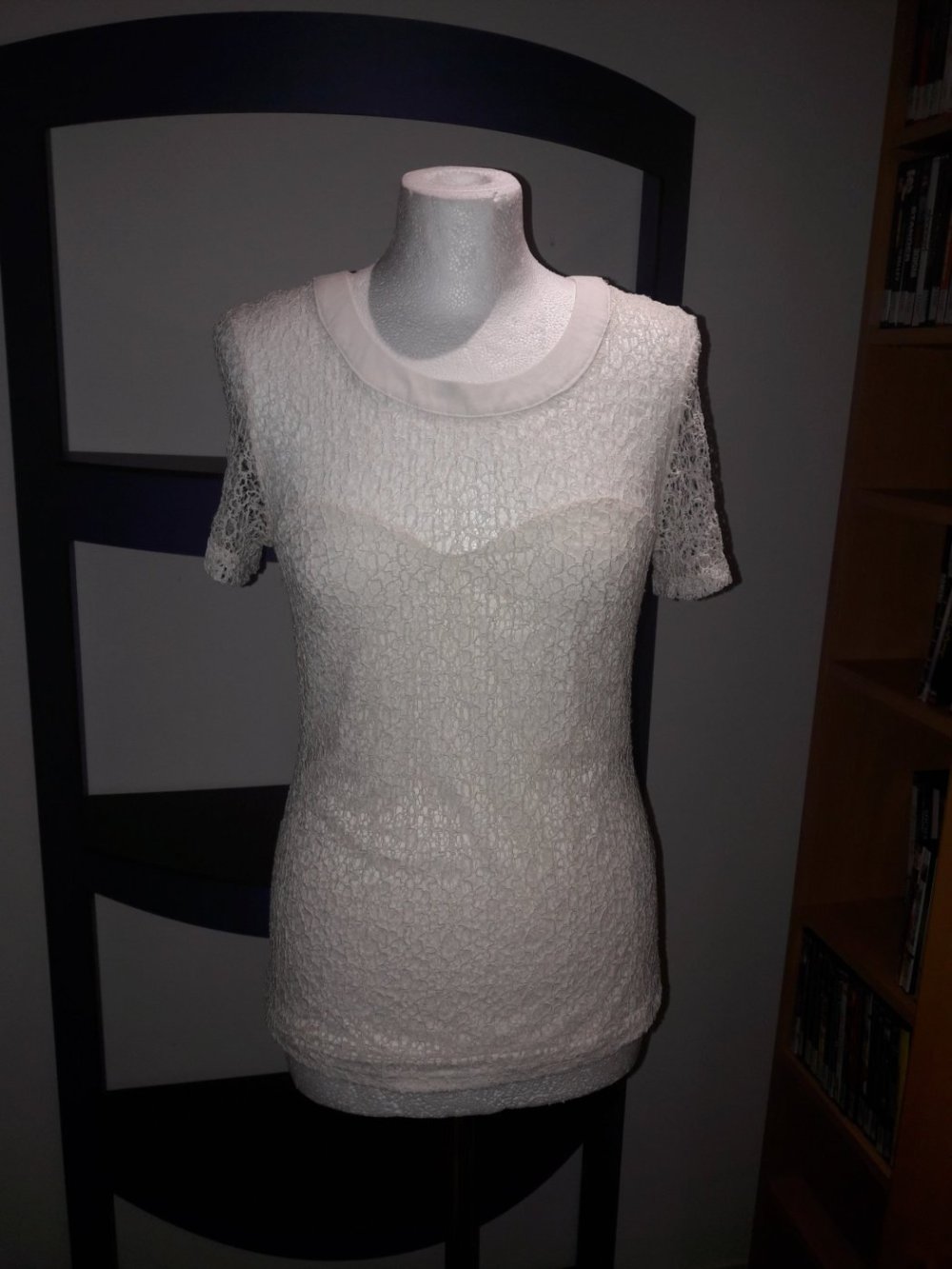 Bluse Top Shirt T-Shirt Hemd Vila Vero Moda Gr. M 38 spitze Tunika Spitzentop