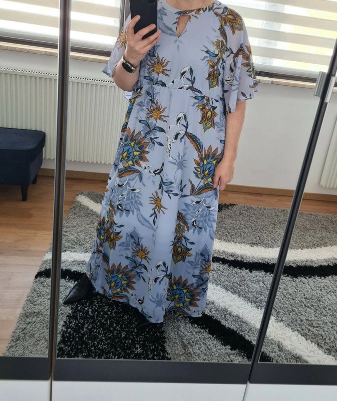 Sommerkleid Maxikleid Gr. 46 €60 Junarose Neu Kleid Hellblau Blumenprint