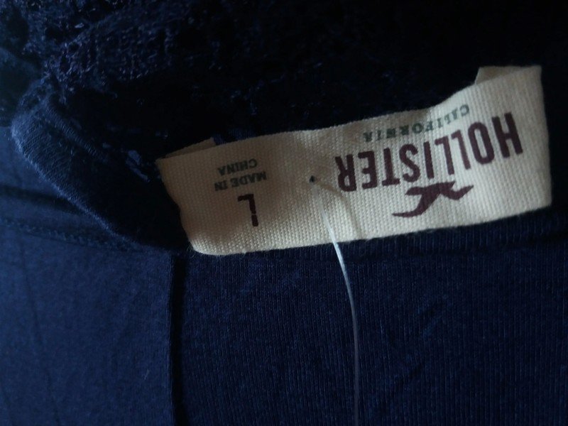   Neu HOLLISTER Gr.L tolles Vokuhila Häkel Kleid Gr.L navy NP 64€ 