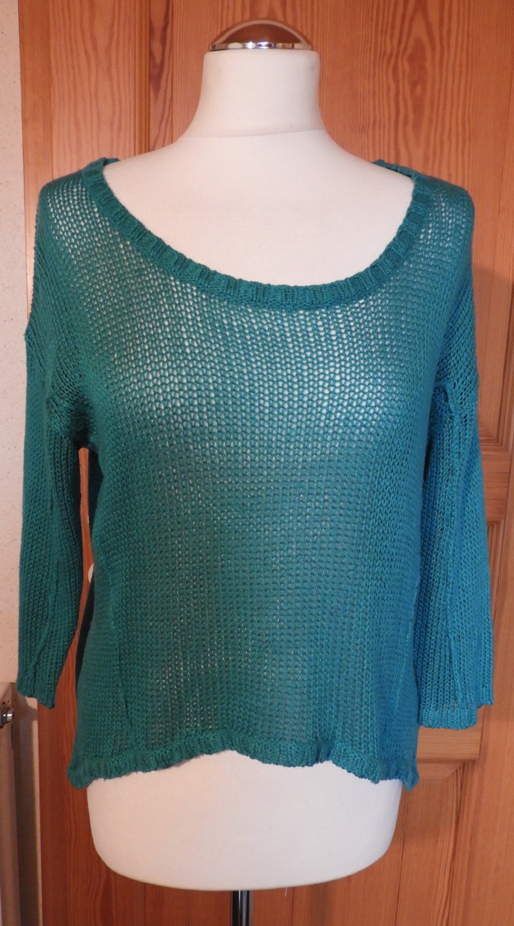 türkises Strick-Shirt mit 3/4 Arm