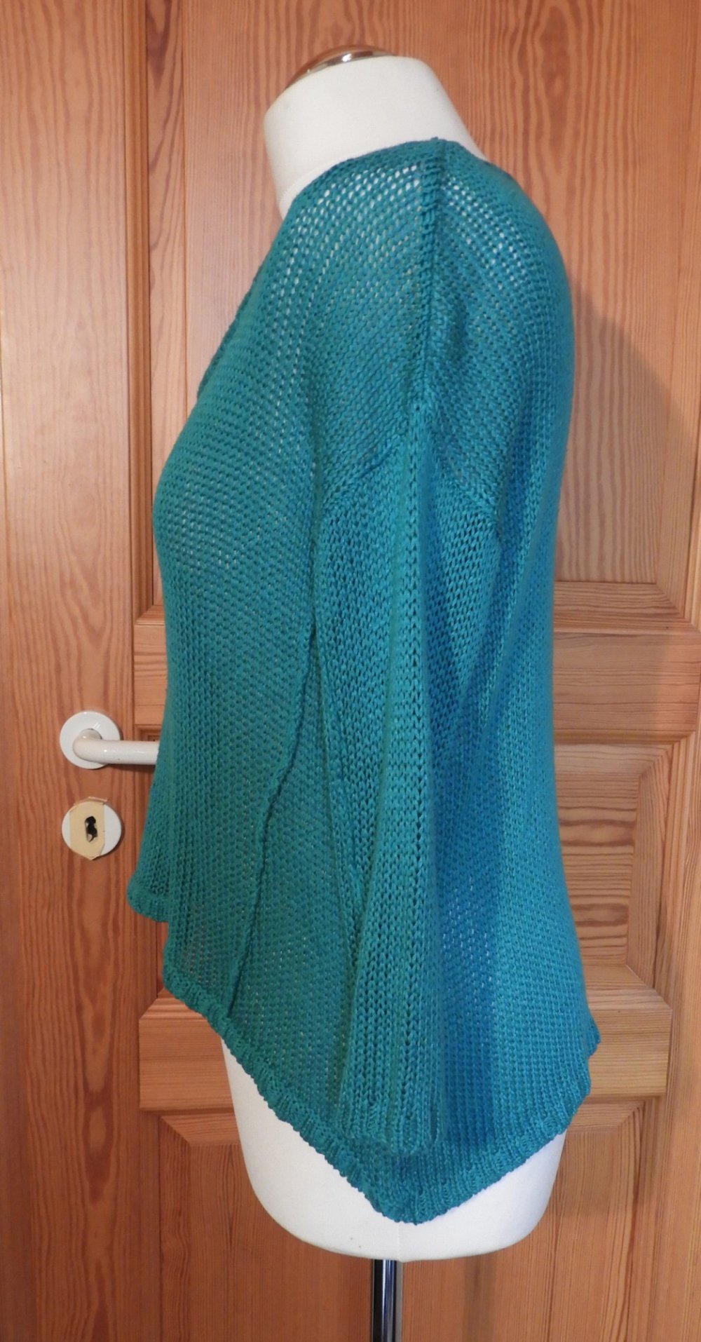 türkises Strick-Shirt mit 3/4 Arm