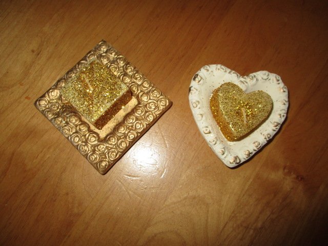 2 er Set Kerzen mit Tellerchen