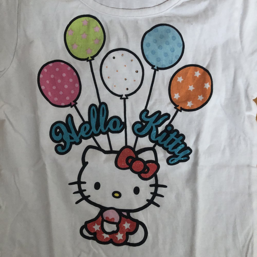T-Shirt Hello Kitty mit Luftballons Gr. 116/122 Glitzer