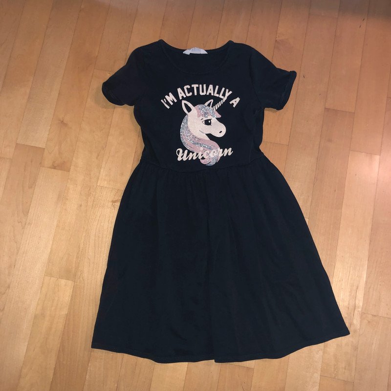 Tolles Sweat Kleid mit Einhorn Gr.122/128 Glitzer 