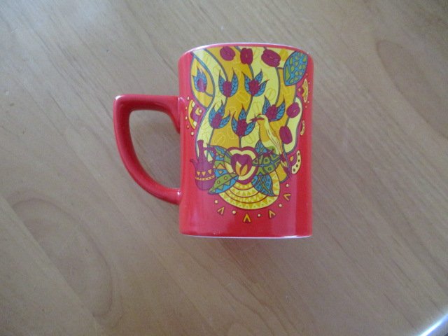 Sammeltasse Nescafe rot mit Motiv Künstler Tasse Muster