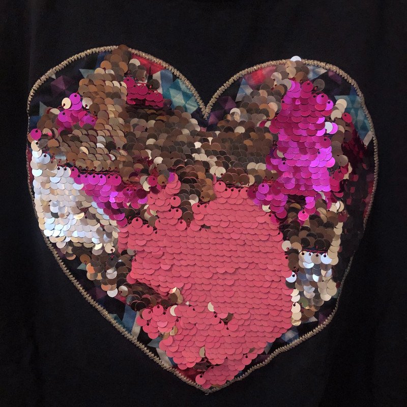 Langarm Shirt Pailletten Herz Desigual 11/12 Jahre
