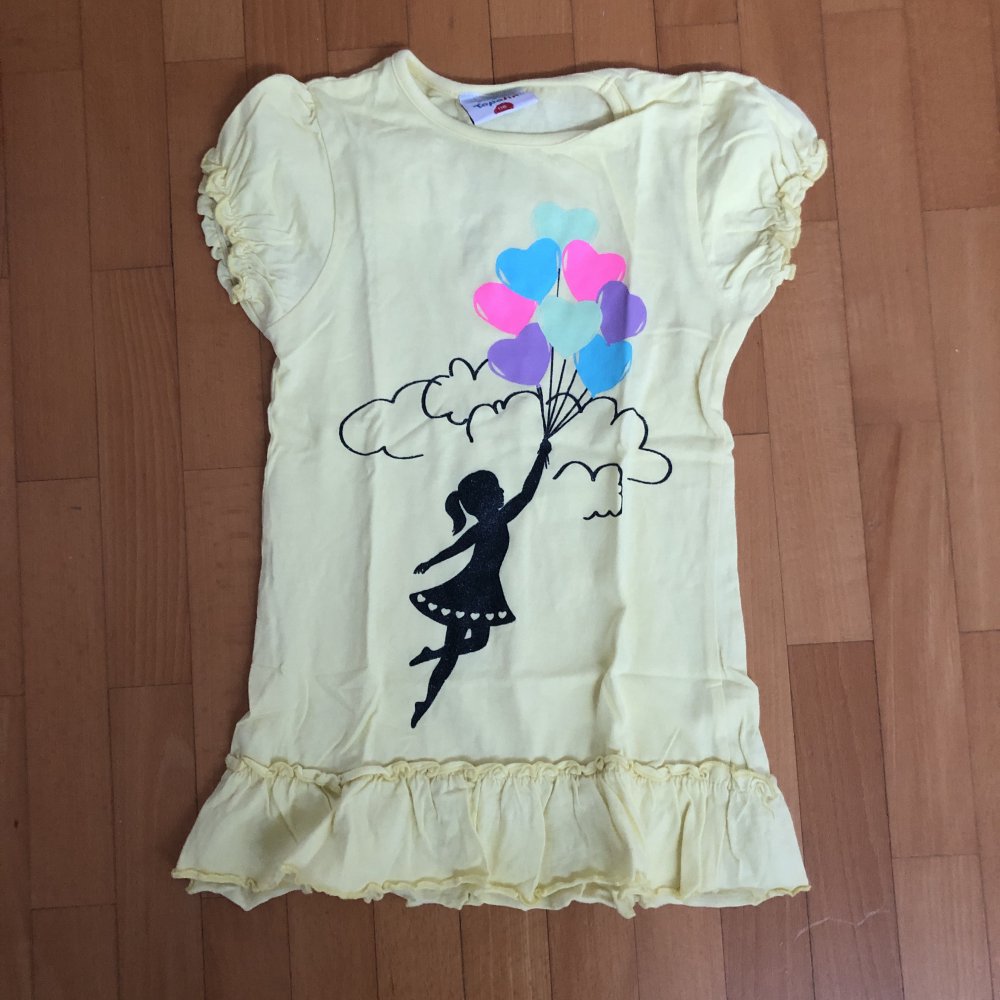 T-Shirt Mädchen mit Luftballons Gr.116 gelb Glitzer 