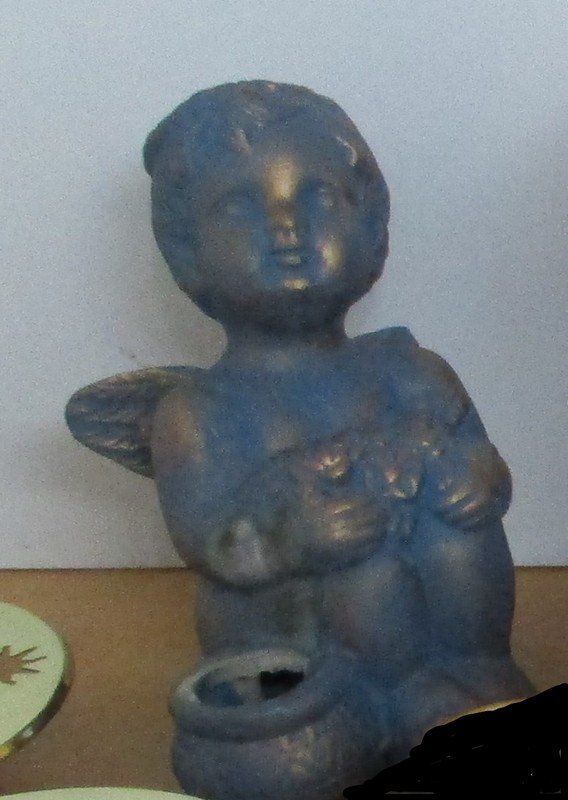 Kerzenhalter Engel blau gold vintage Weihnachten