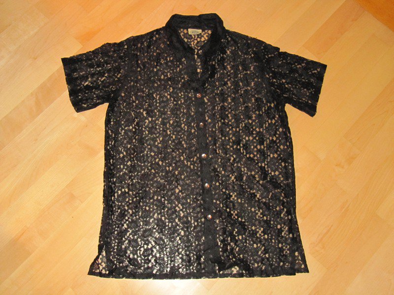 Vintage Tunika Bluse Spitze schwarz gothik Top Zustand transparent oversize