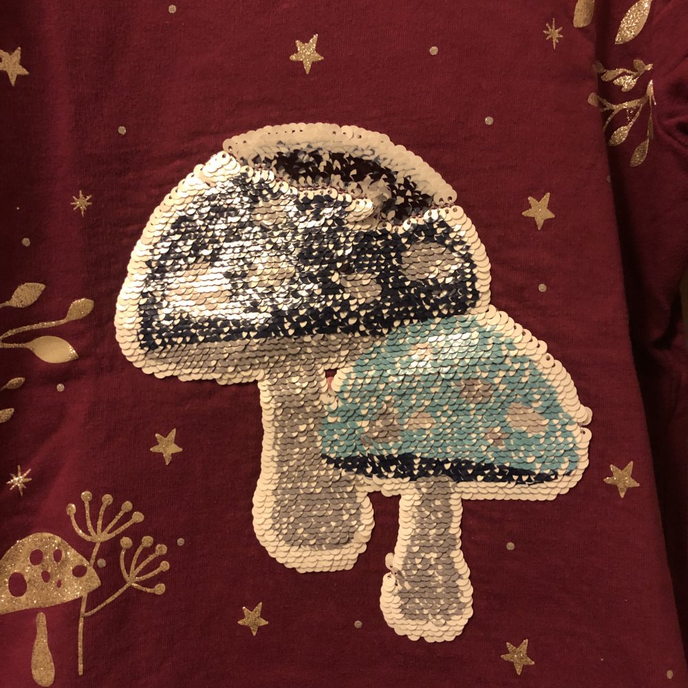 Süßes Sweat Shirt Pilze Gr.128 Topolino Wendepailletten
