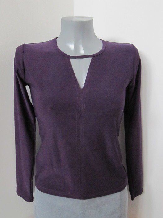 Langarm Shirt lila V-Ausschnitt