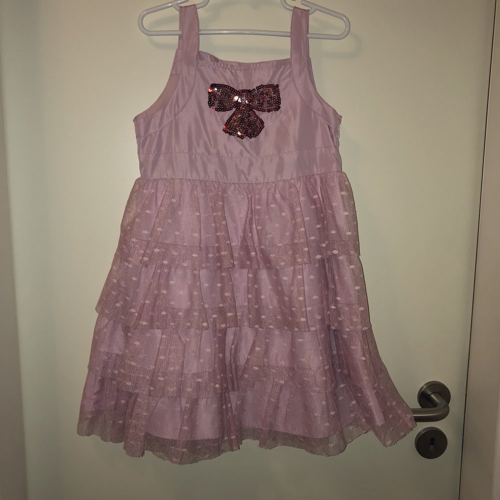 Süßes Kleidchen Gr.122 Pailletten Schleide altrosa