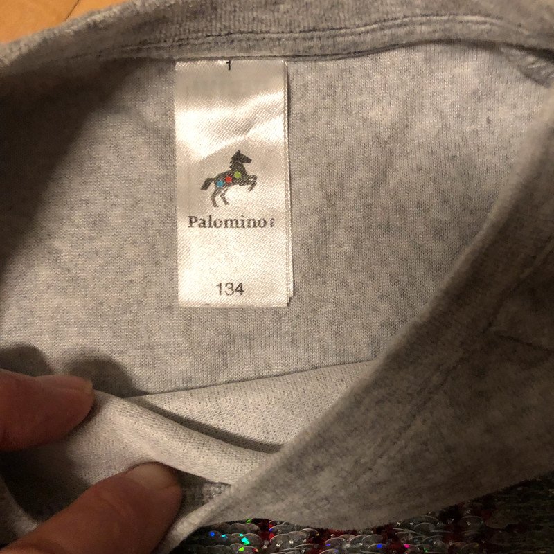 Nicki Pulli Gr. 134 grau Pailletten Unicorn