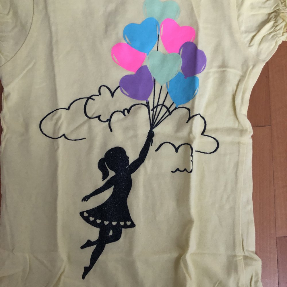 T-Shirt Mädchen mit Luftballons Gr.116 gelb Glitzer 
