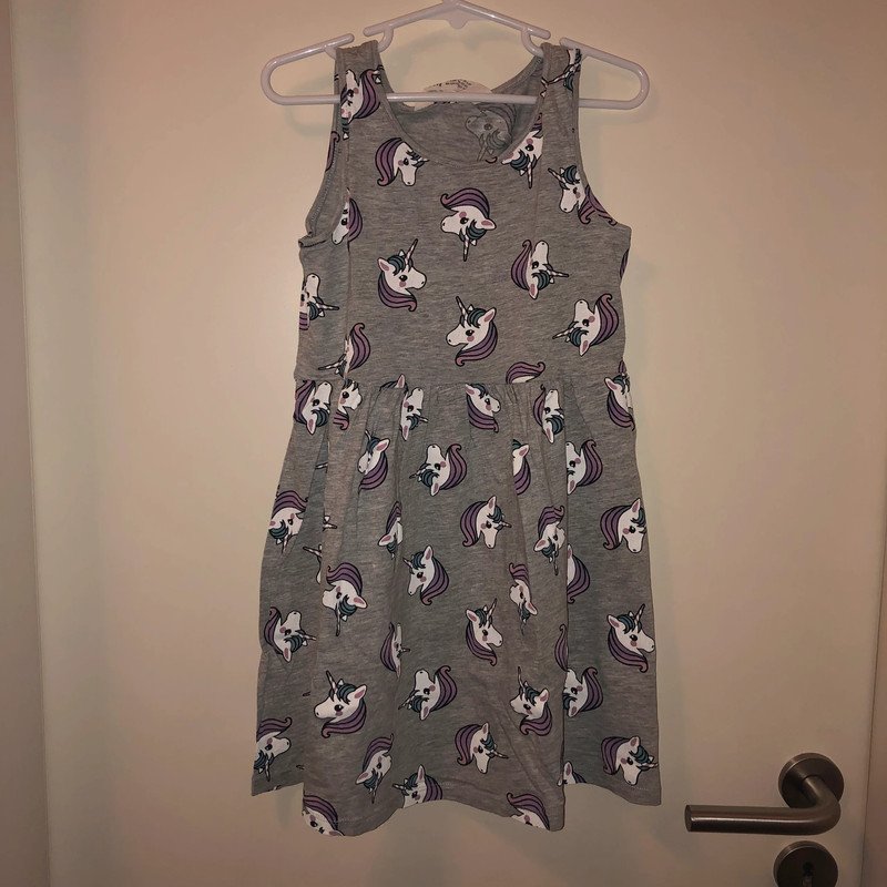 Kleid mit Einhörnern Gr. 134/140 print H&M Sommer