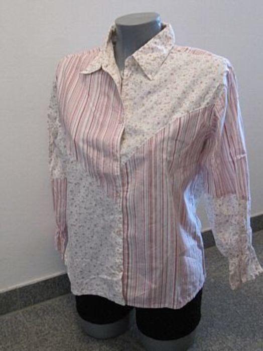 Blümchen Bluse vintage weiß rosa Blumen gestreift wie neu