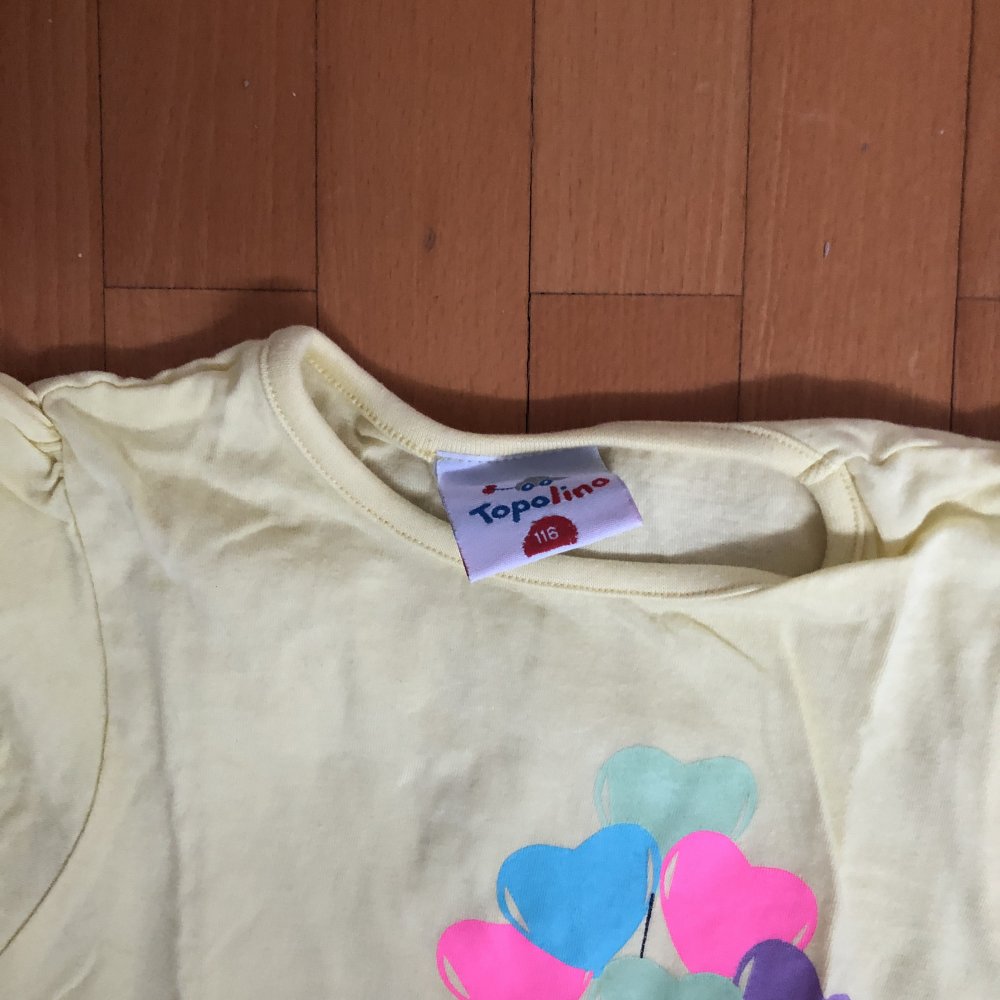 T-Shirt Mädchen mit Luftballons Gr.116 gelb Glitzer 