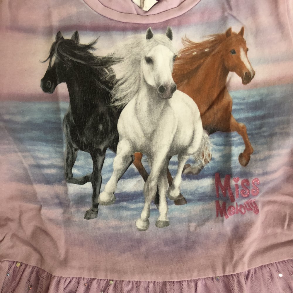 Kurzarm Kleid Miss Melody Pferde Gr.116/122  Tüll