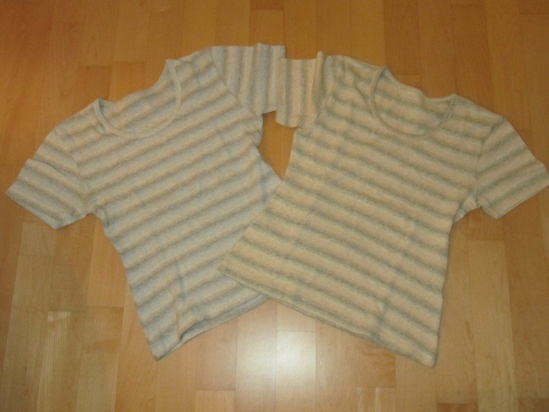 2 er Set retro T- Shirts geringelt Streifen