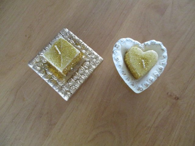 2 er Set Kerzen mit Tellerchen