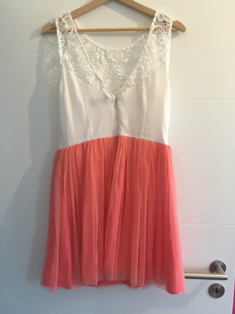 Cocktailkleid in weiß/koralle