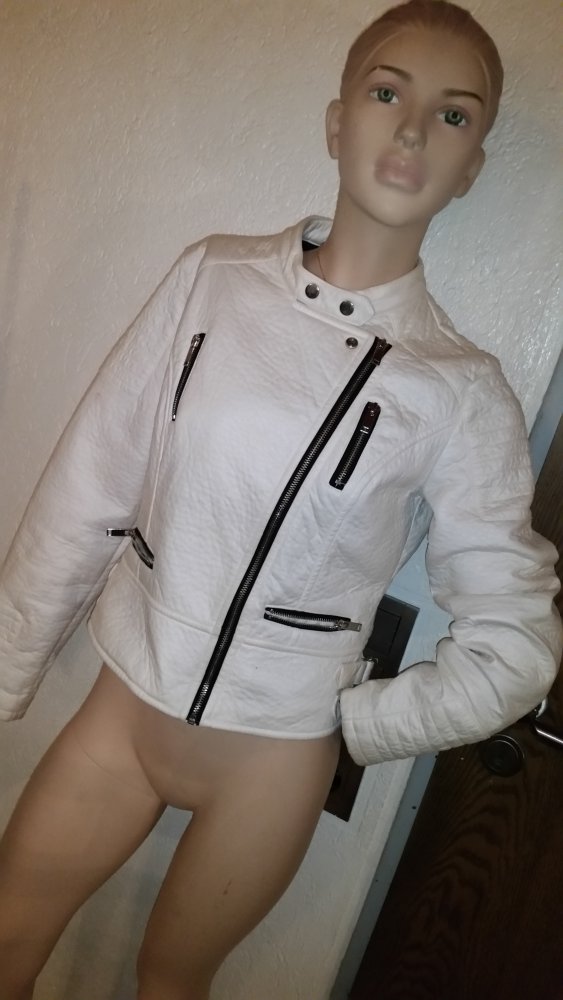Weiße Bikerjacke
